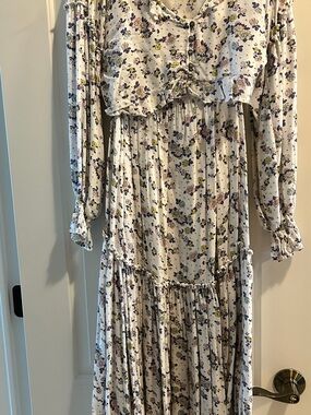 Free People Floral Long Sleeve Crop/Maxi skirt Set